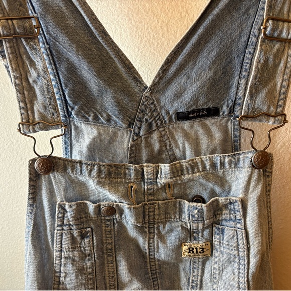 R13 Shortalls Overall Denim Shorts Distressed Size S - Picture 5 of 16